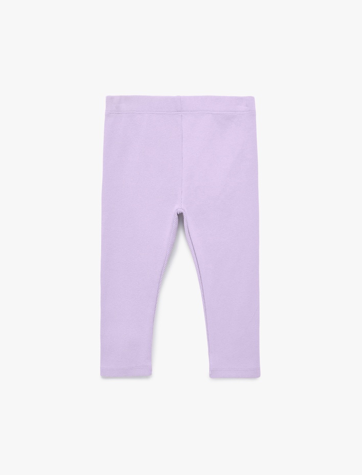 Kız Bebek Beli Lastikli Pamuklu Fitilli Basic Tayt