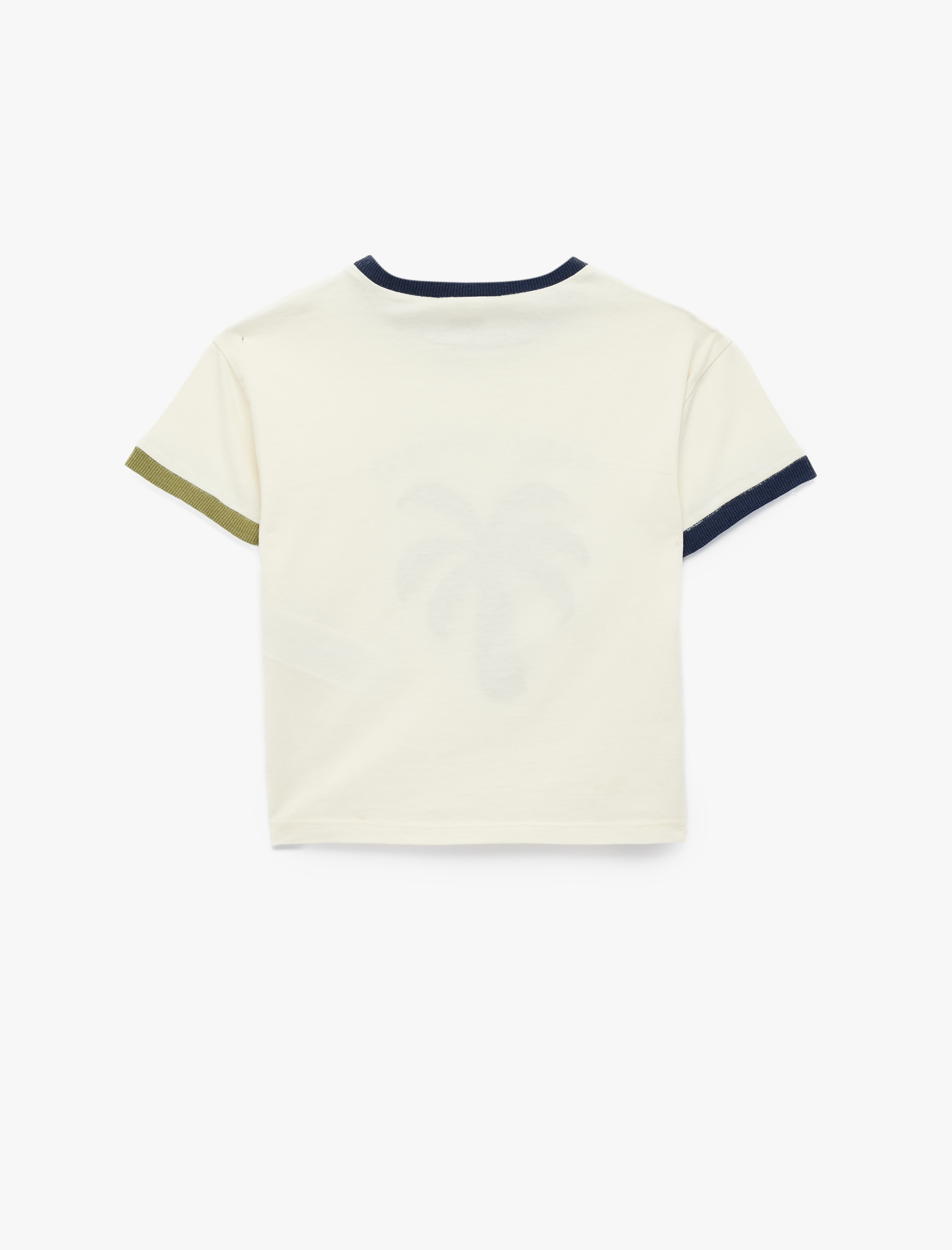  Erkek Bebek Palmiye Baskılı Kısa Kollu Bisiklet Yaka Pamuklu Tişört