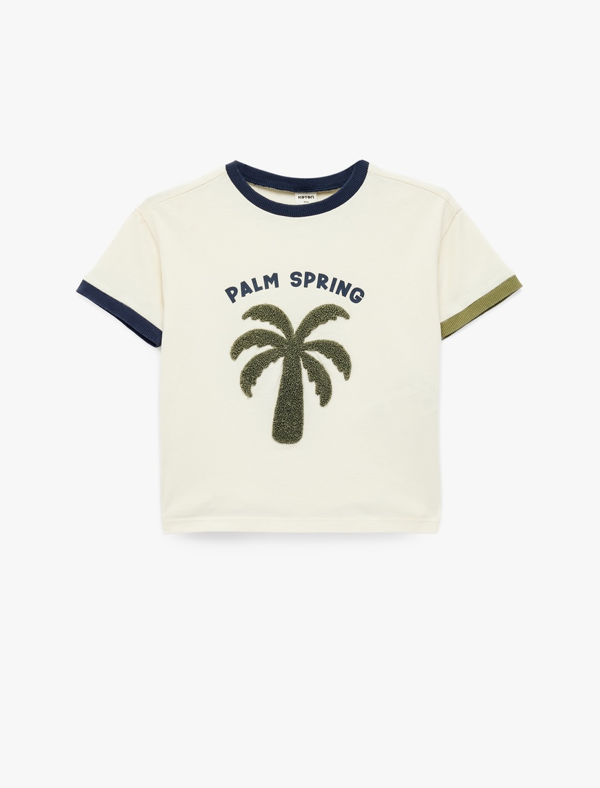 Koton Erkek Bebek Palmiye Baskılı Kısa Kollu Bisiklet Yaka Pamuklu T-Shirt