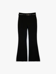 Slim Fit Normal Bel Kemerli İspanyol Paça Pantolon