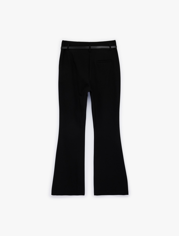  Slim Fit Normal Bel Kemerli İspanyol Paça Pantolon