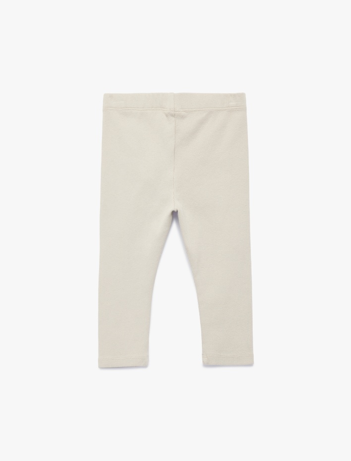 Kız Bebek Beli Lastikli Pamuklu Fitilli Basic Tayt