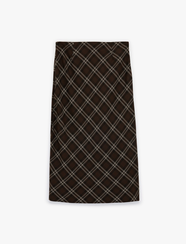  Normal Bel A Kesim Kareli Uzun Etek