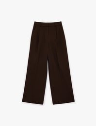 Cepli Geniş Paça Yüksek Bel Pileli Palazzo Pantolon