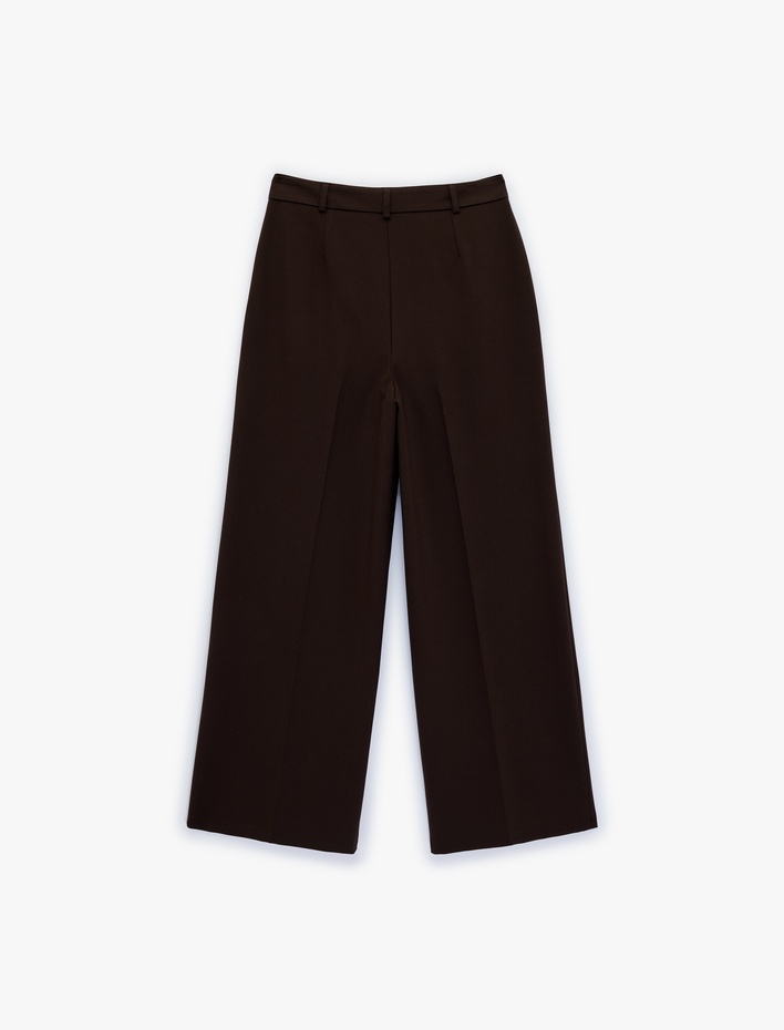  Cepli Geniş Paça Yüksek Bel Pileli Palazzo Pantolon