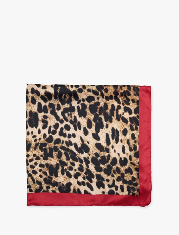 Kadın Leopar Desenli Kare Şal