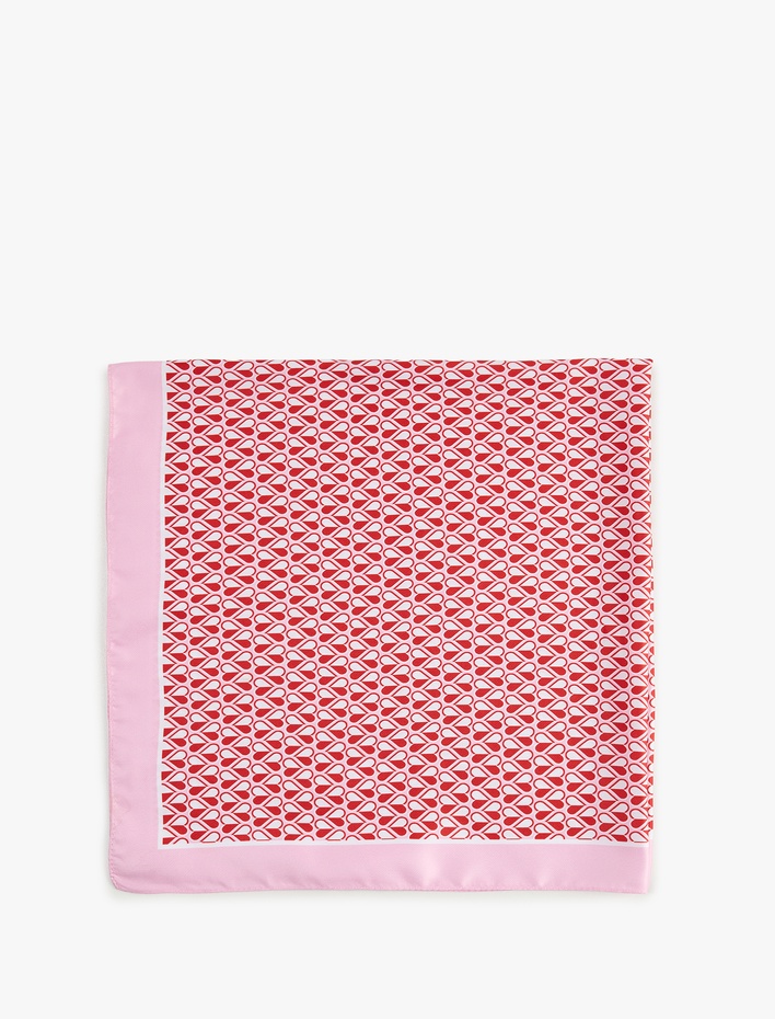 Kadın Saten Detaylı Kare Şal Fular