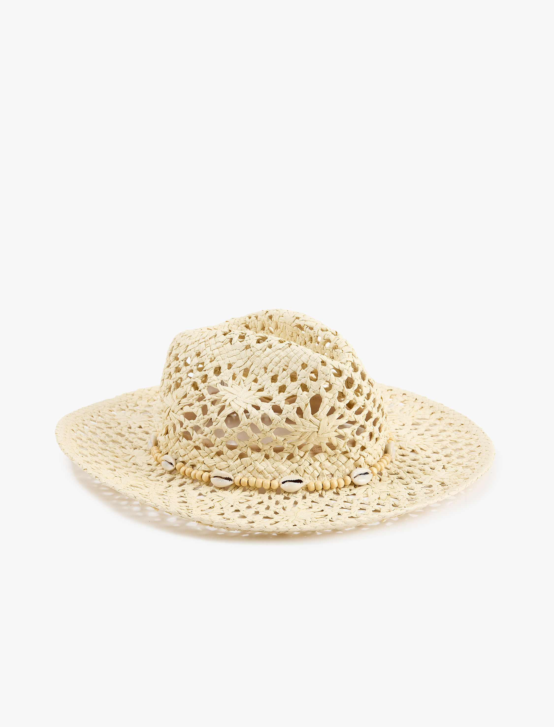  Kadın Deniz Kabuğu Detaylı Hasır Şapka