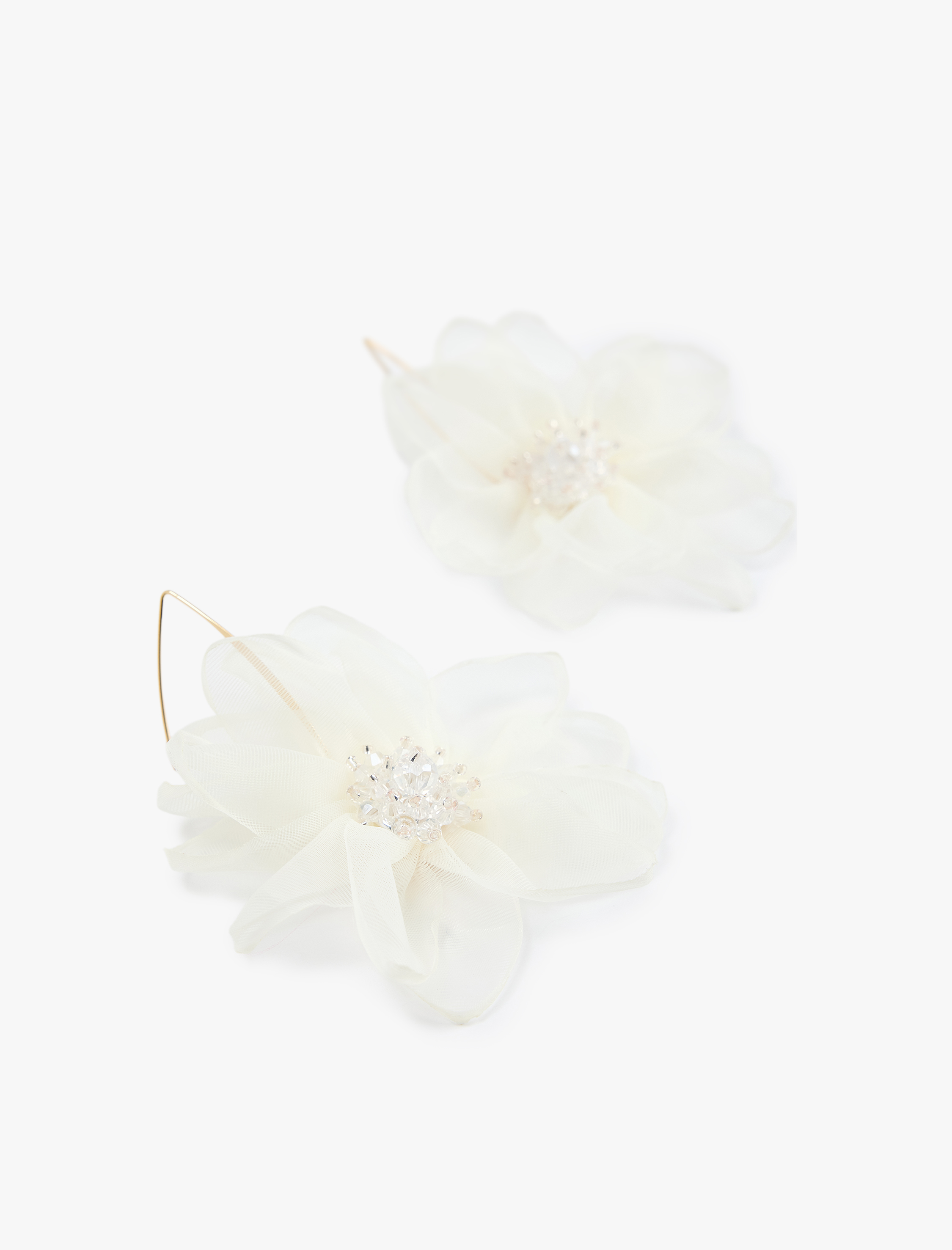  Kadın Büyük Sallantılı Boncuk Detaylı Çiçekli Küpe