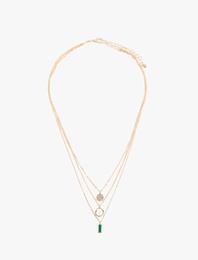 Taş Detaylı 3 Sıra Çelik Kolye