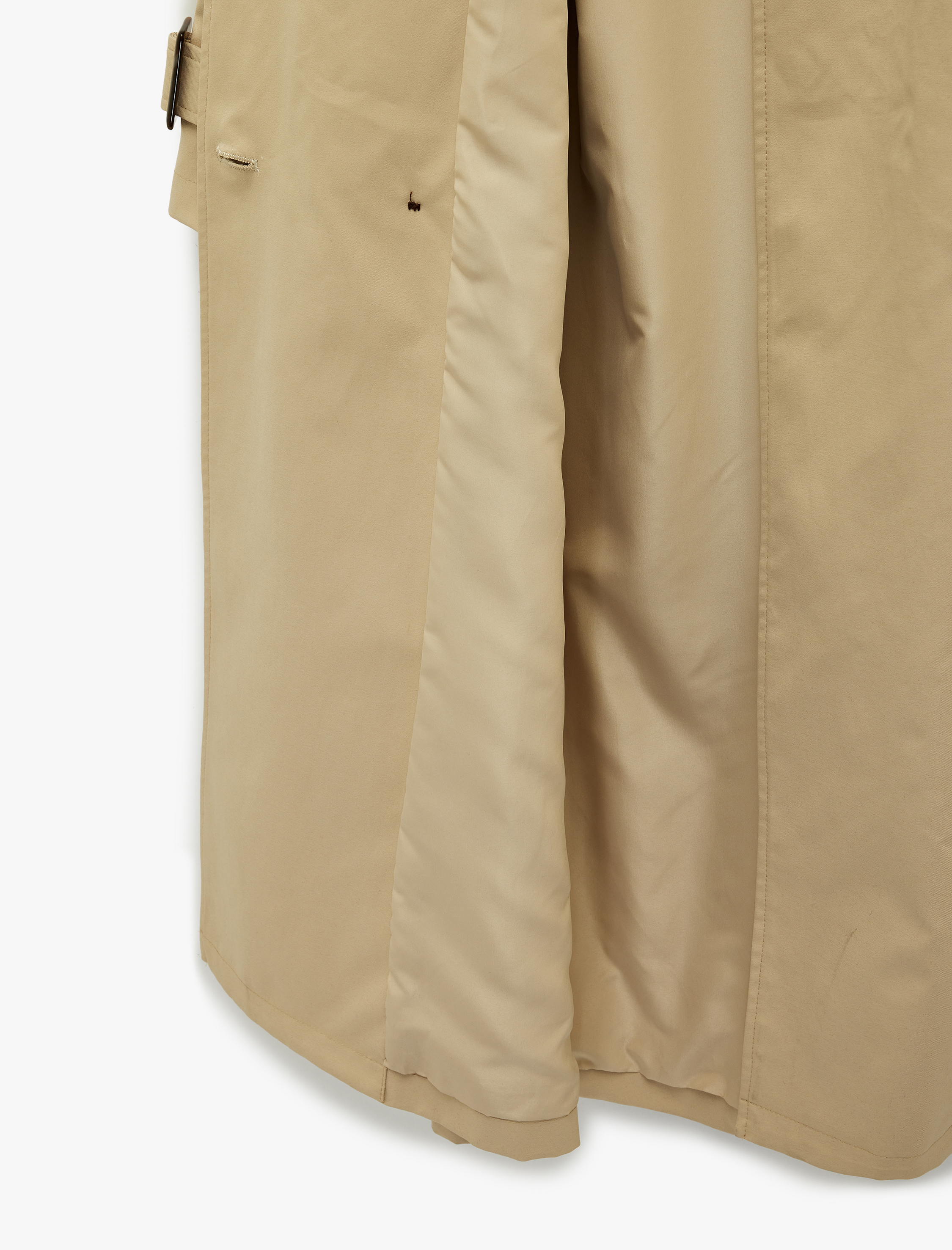   Uzun Kollu Kemer Detaylı Düğmeli Kruvaze Yaka Trençkot