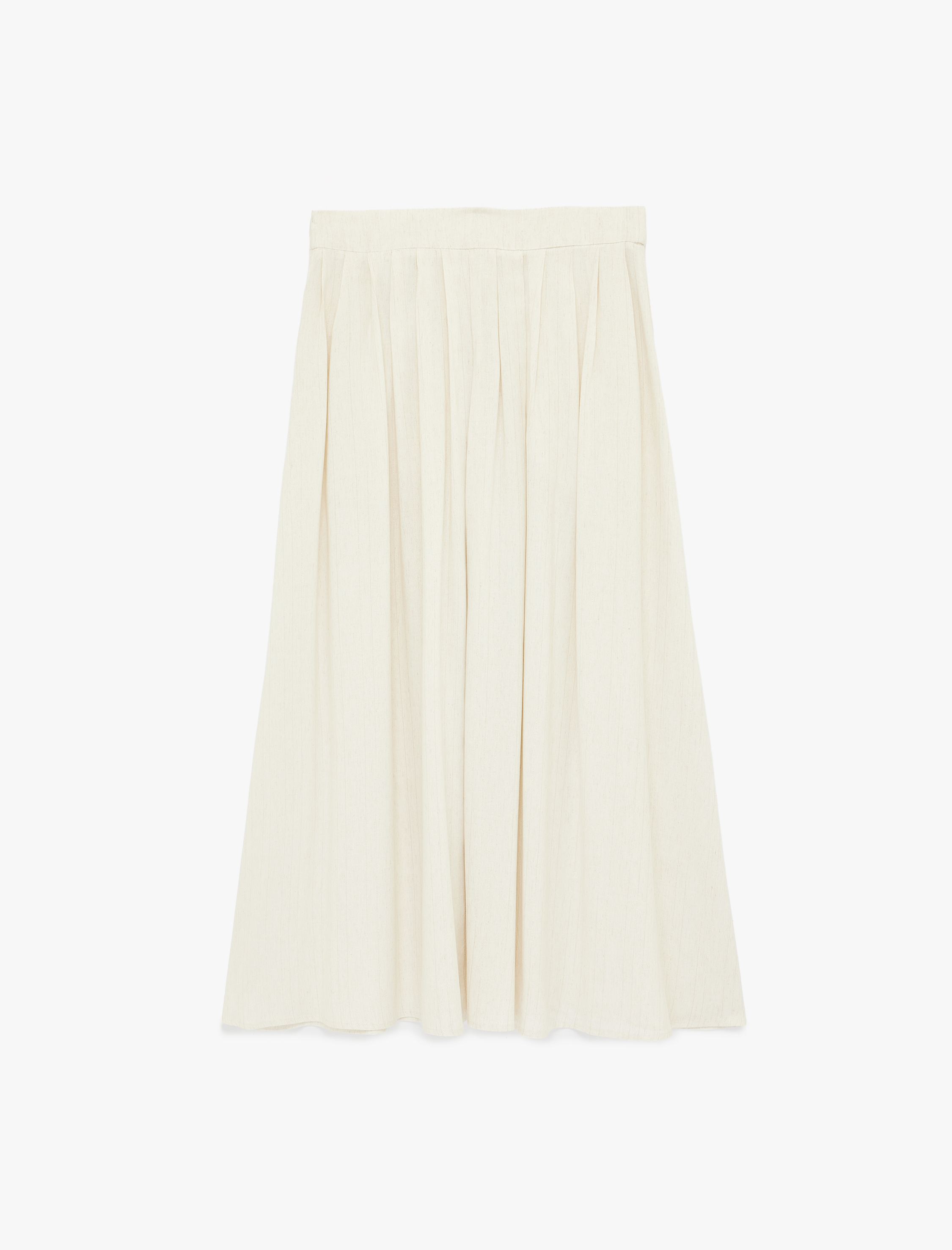   Keten Karışımlı Pileli Uzun Kloş Etek