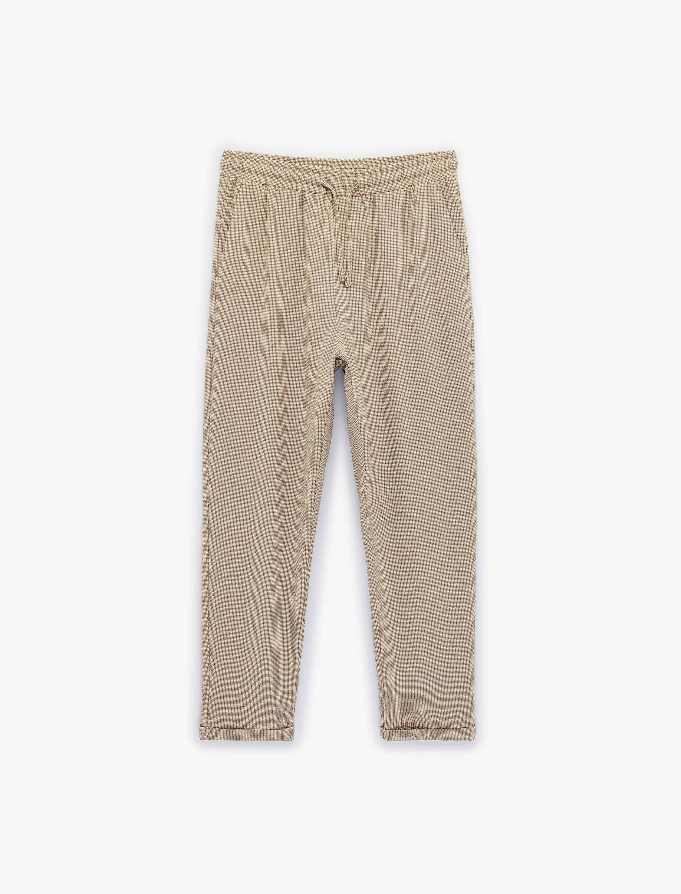   Duble Paça Cepli Viskon Karışımlı Beli Bağcıklı Pantolon