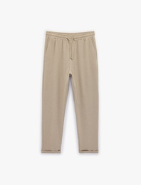 Duble Paça Cepli Viskon Karışımlı Beli Bağcıklı Pantolon