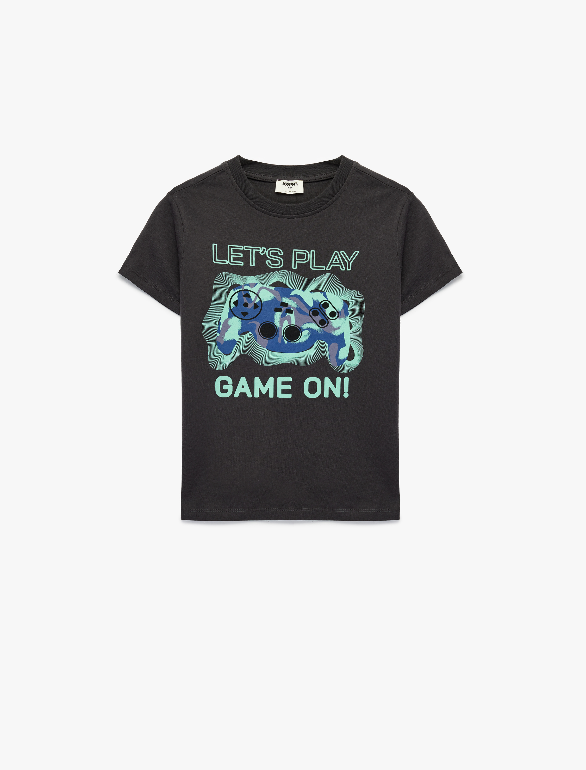  Erkek Çocuk Pamuklu Kısa Kollu Bisiklet Yaka Baskılı Tişört