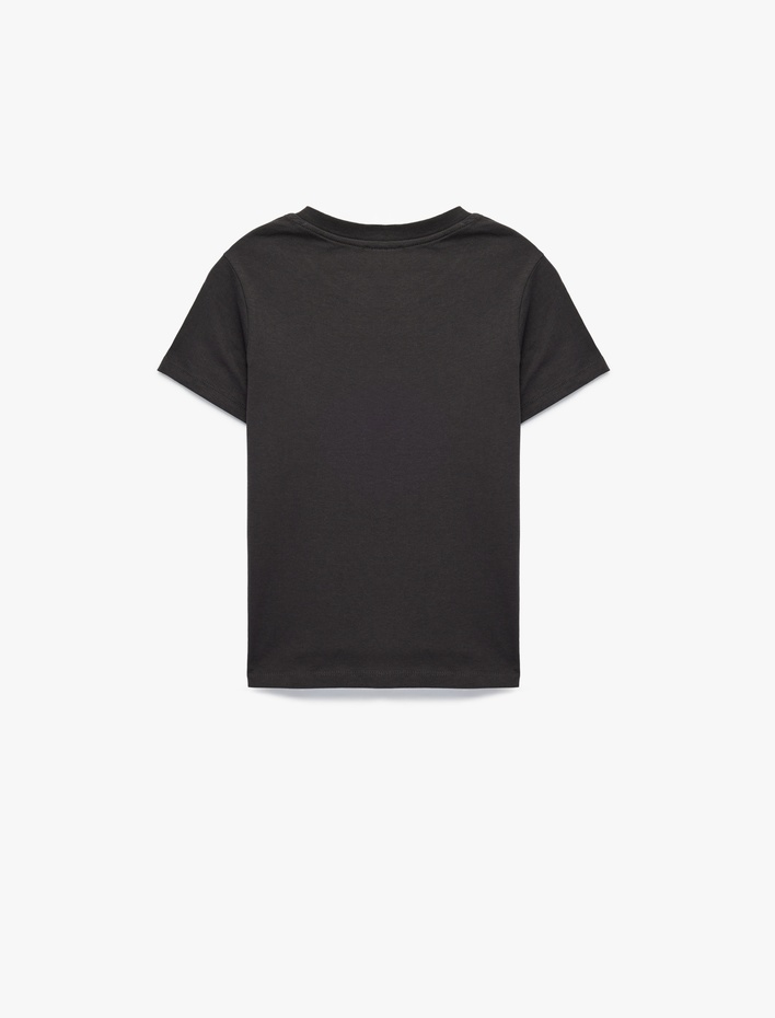 Erkek Çocuk Pamuklu Kısa Kollu Bisiklet Yaka Baskılı Tişört