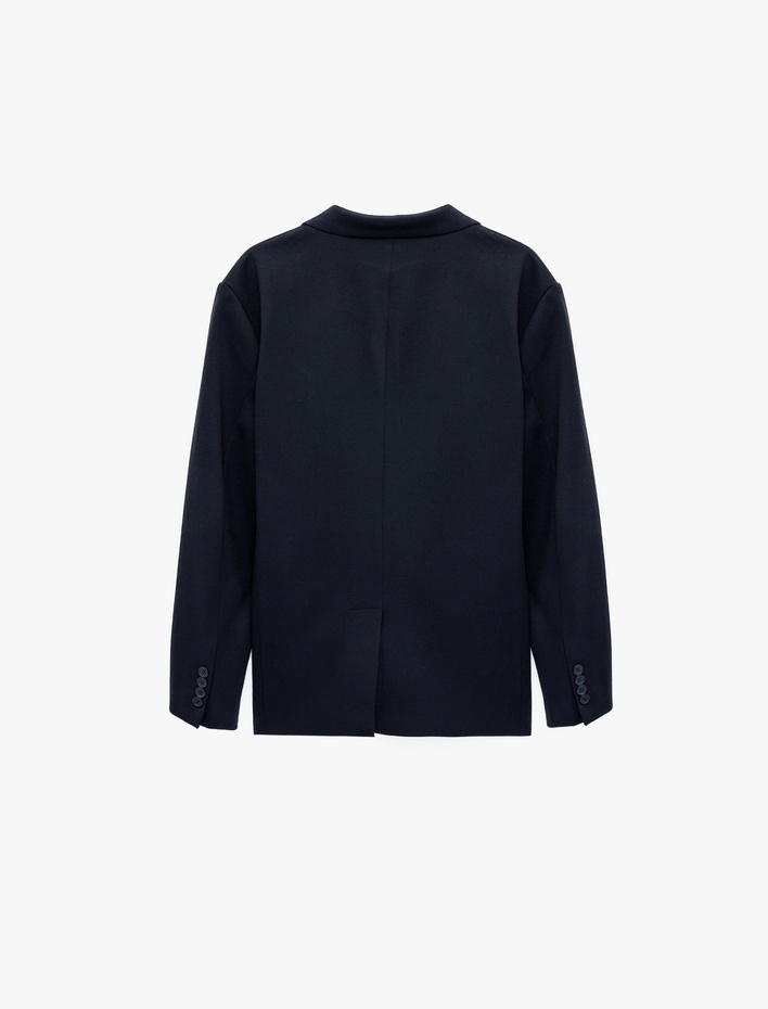  Uzun Kollu Kapaklı Cepli Düğmeli Slim Fit Mono Yaka Blazer Ceket