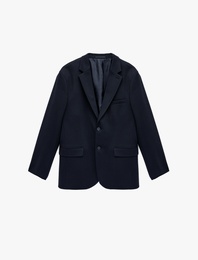 Uzun Kollu Kapaklı Cepli Düğmeli Slim Fit Mono Yaka Blazer Ceket