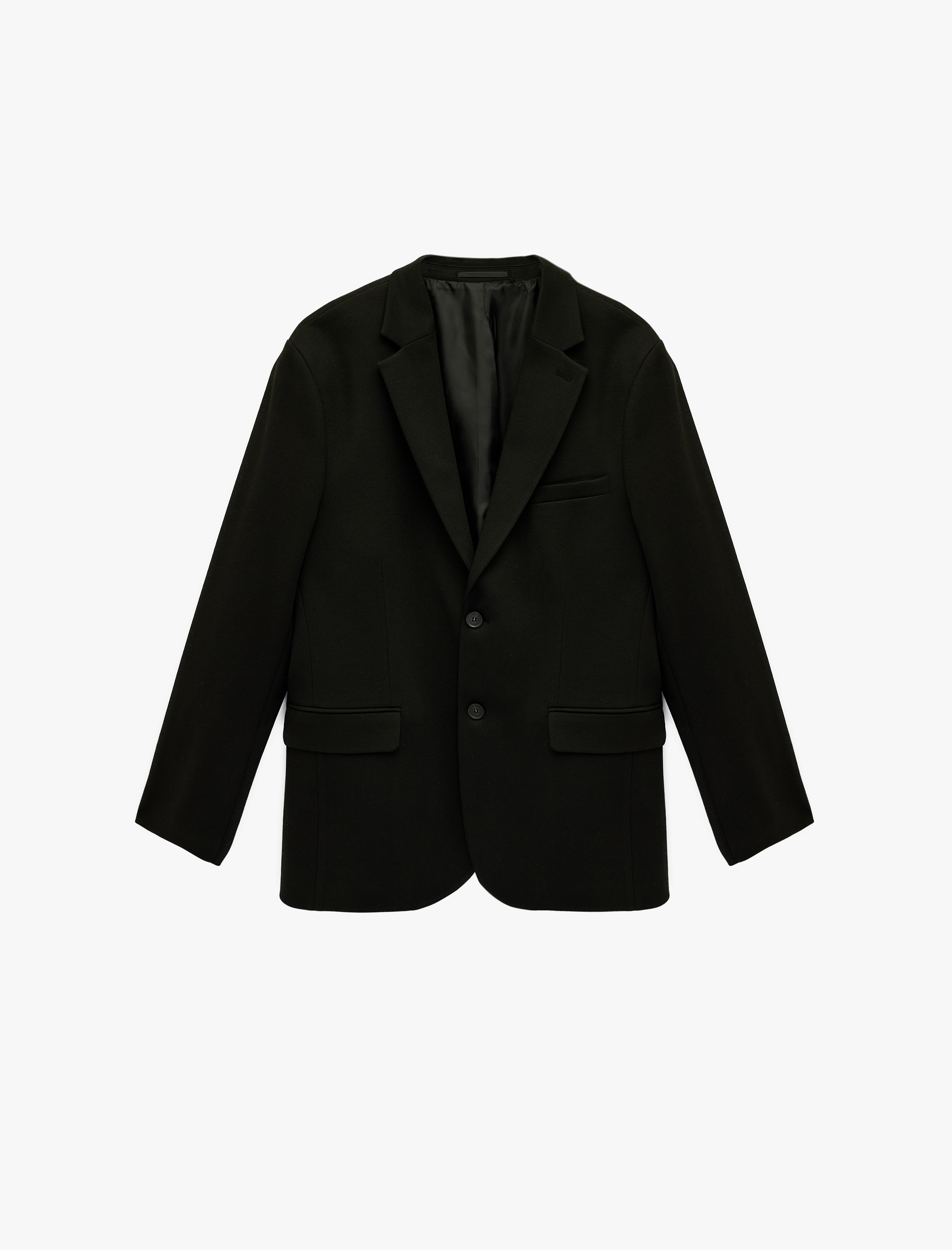   Uzun Kollu Kapaklı Cepli Düğmeli Slim Fit Mono Yaka Blazer Ceket