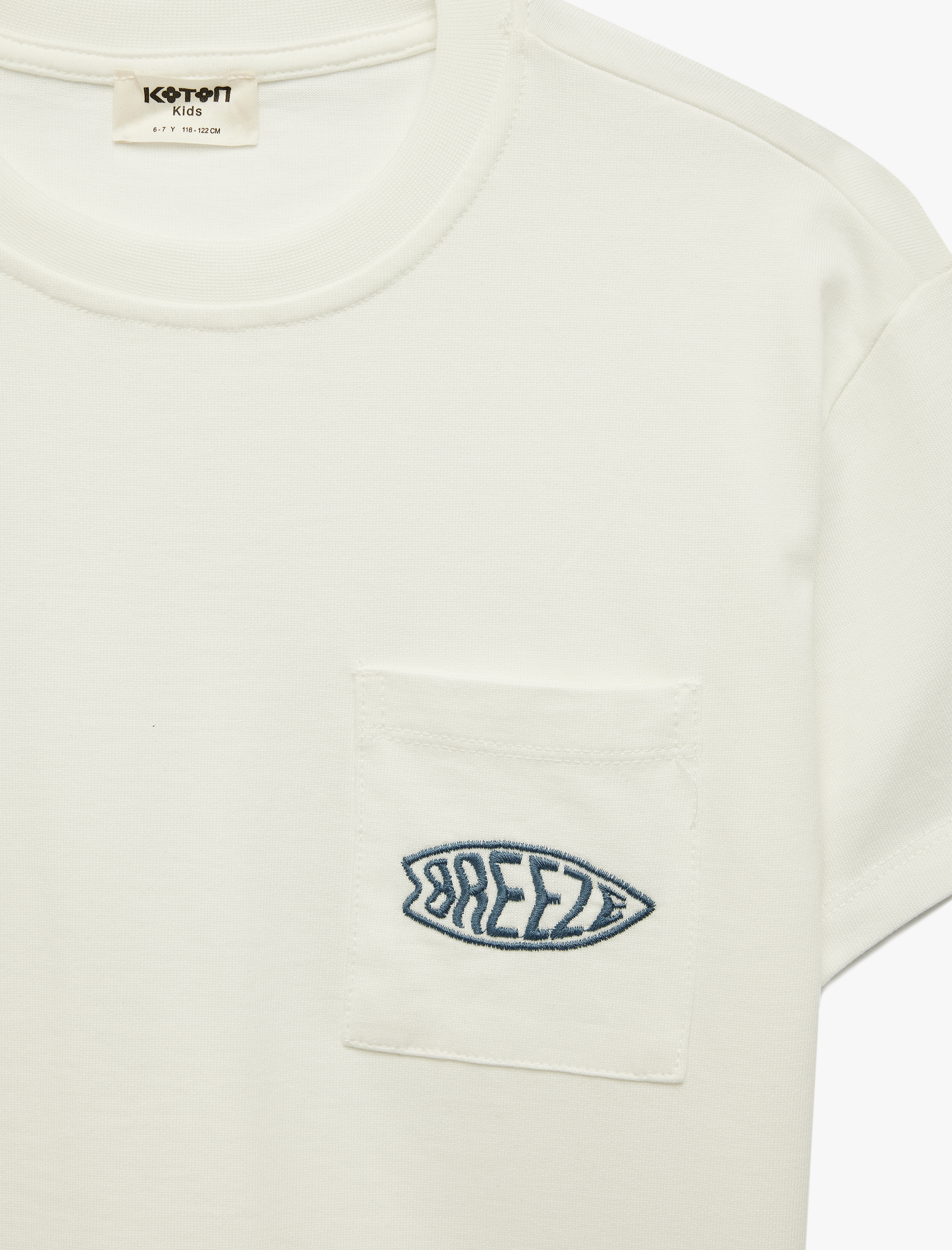  Erkek Çocuk Bisiklet Yaka Kısa Kollu Nakışlı Tek Cepli Pamuklu Oversize Tişört