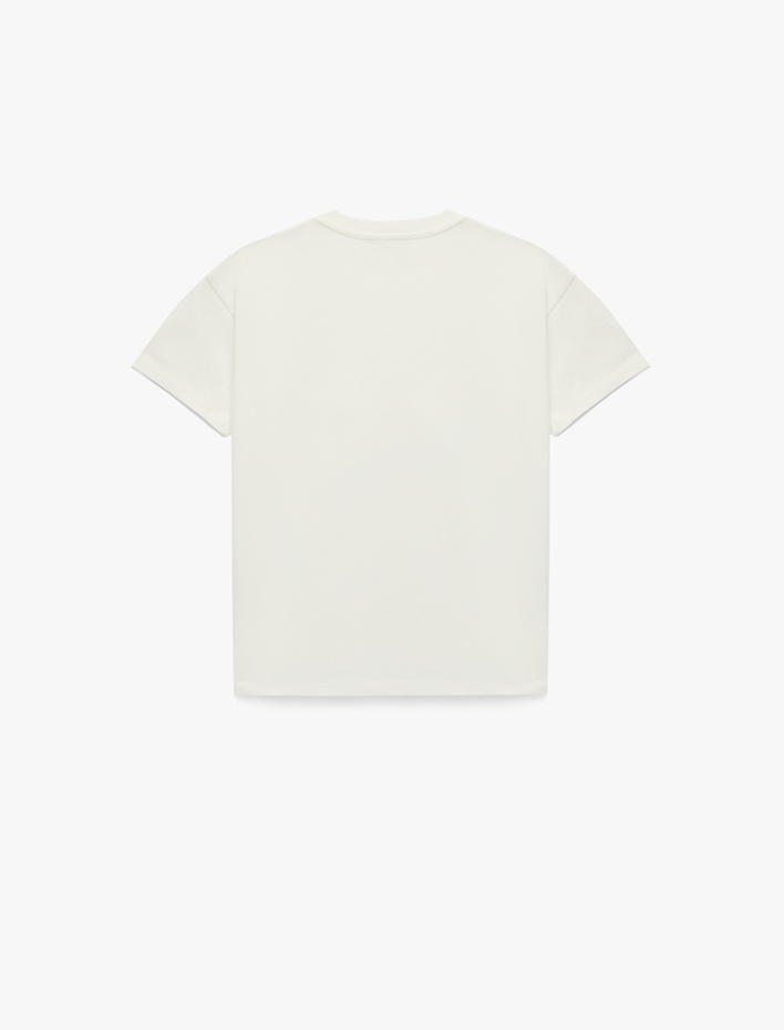 Erkek Çocuk Bisiklet Yaka Kısa Kollu Nakışlı Tek Cepli Pamuklu Oversize Tişört