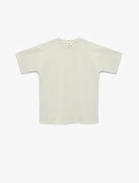 Pamuklu Kısa Kollu Bisiklet Yaka Basic Tişört