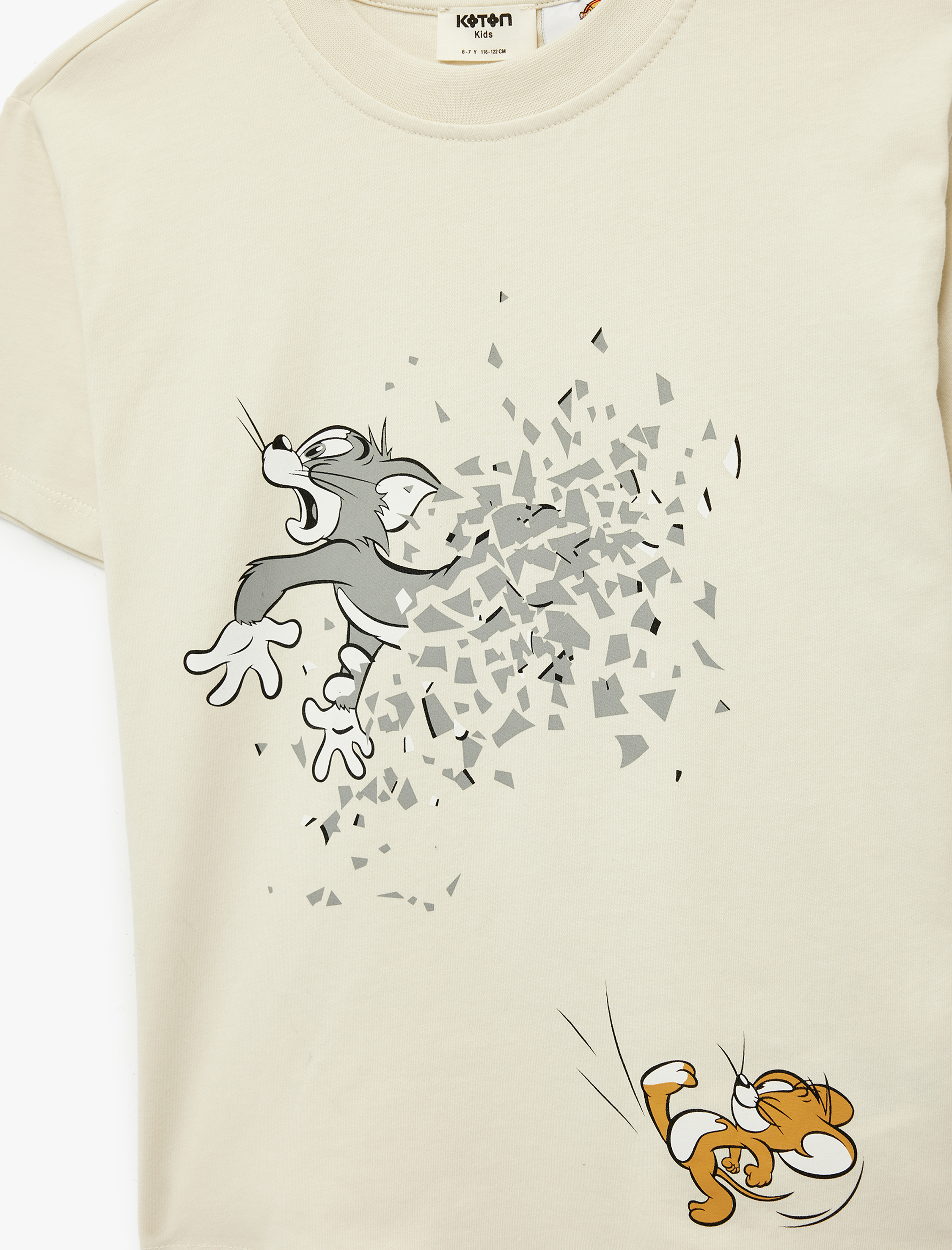  Erkek Çocuk Lisanslı Tom ve Jerry Baskılı Kısa Kollu Bisiklet Yaka Pamuklu Tişört