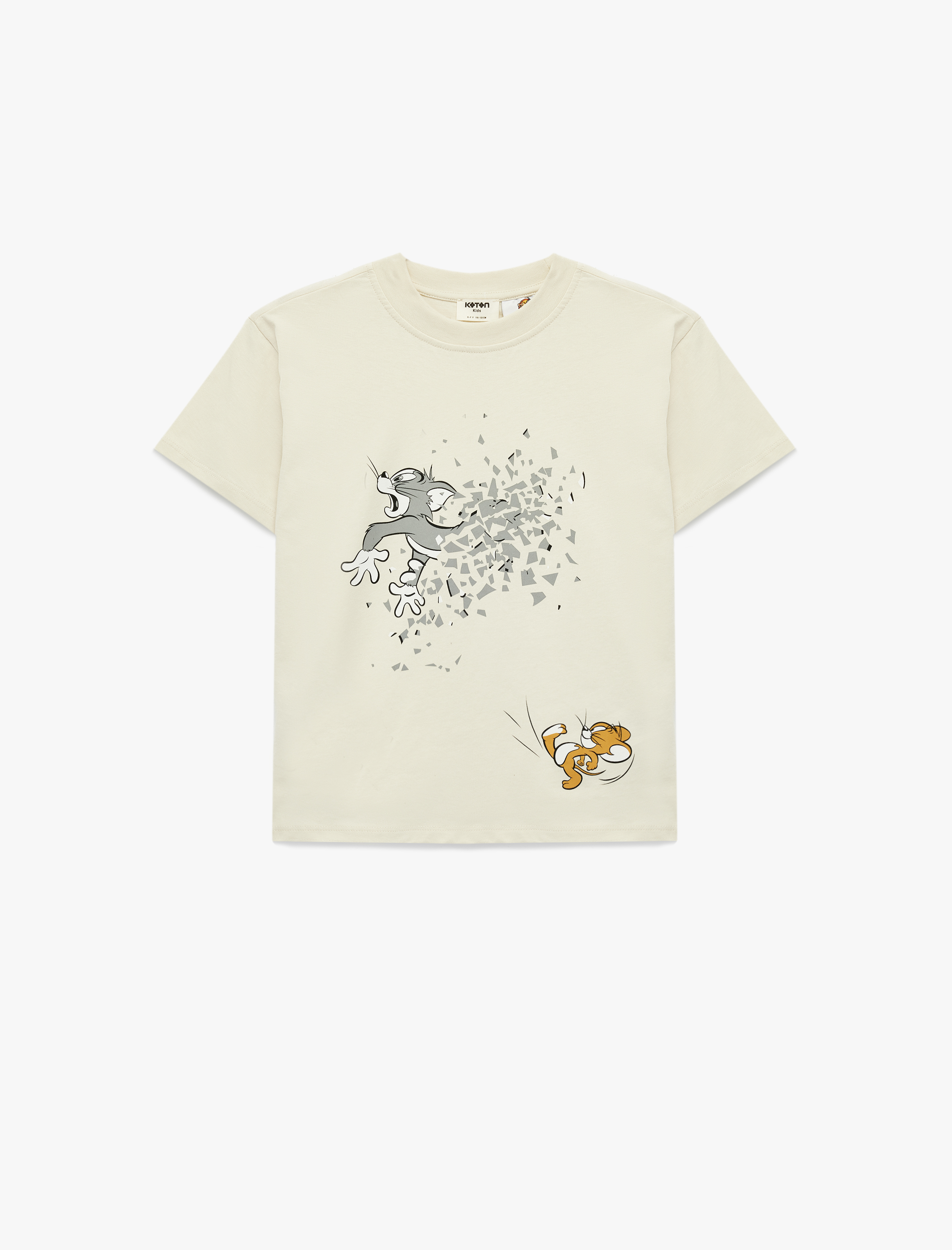  Erkek Çocuk Lisanslı Tom ve Jerry Baskılı Kısa Kollu Bisiklet Yaka Pamuklu Tişört