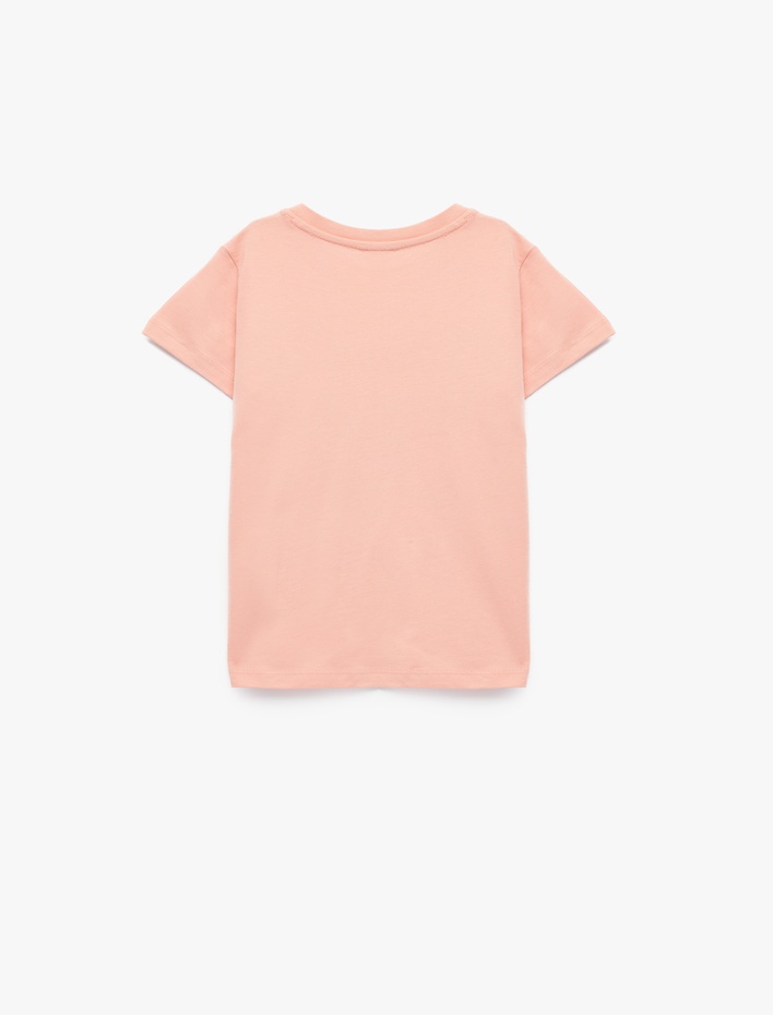 Kız Çocuk Çilek Baskılı Kısa Kollu Bisiklet Yaka Pamuklu Tişört