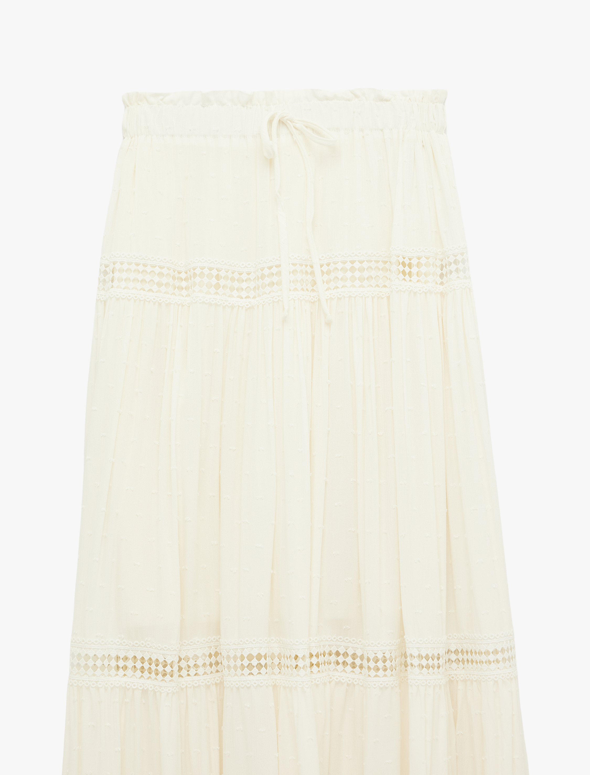   Rahat Kalıp Viskon Bağcık Detaylı Midi Boy Kloş Etek