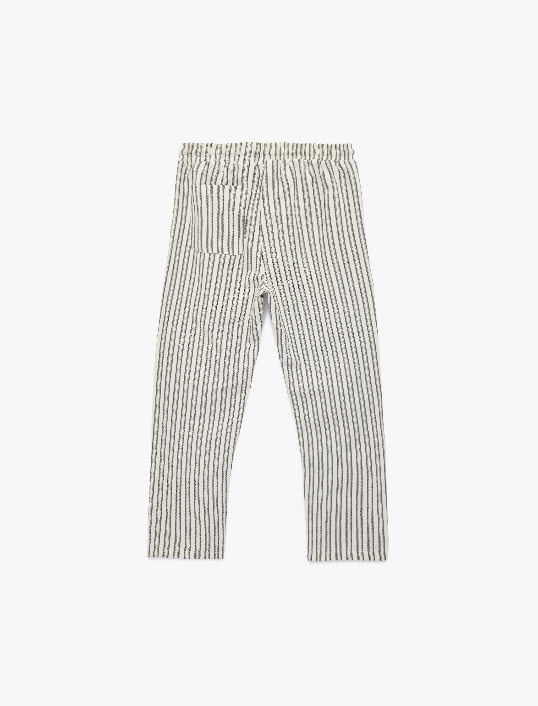  Erkek Çocuk Pamuklu Beli Bağcıklı Rahat Kesim Çizgili Pantolon