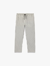 Pamuklu Beli Bağcıklı Rahat Kesim Çizgili Pantolon