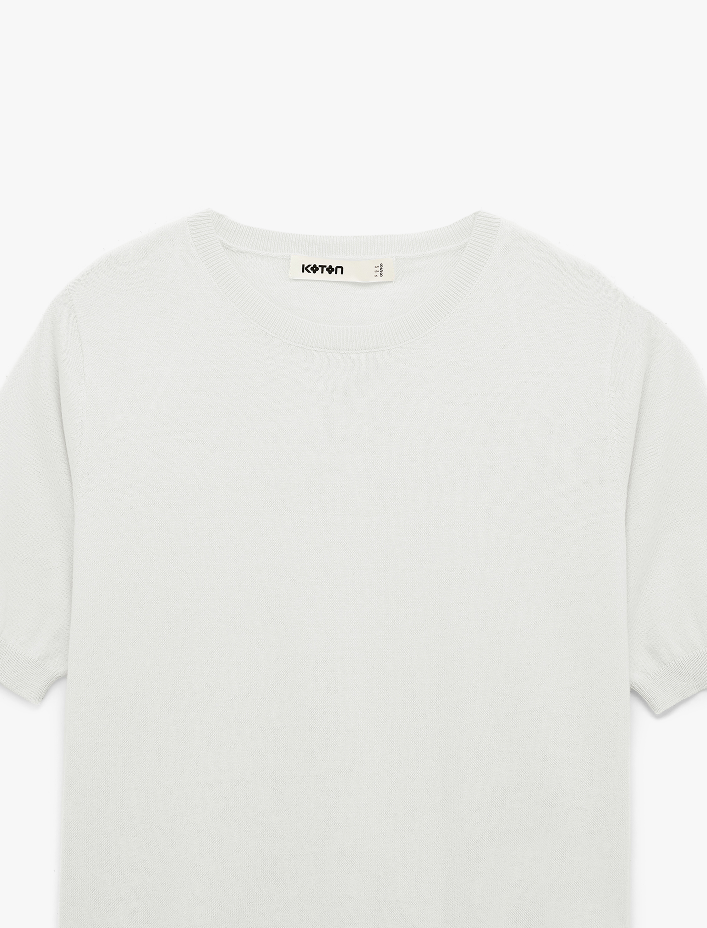   Pamuklu Kısa Kollu Bisiklet Yaka Triko Kazak