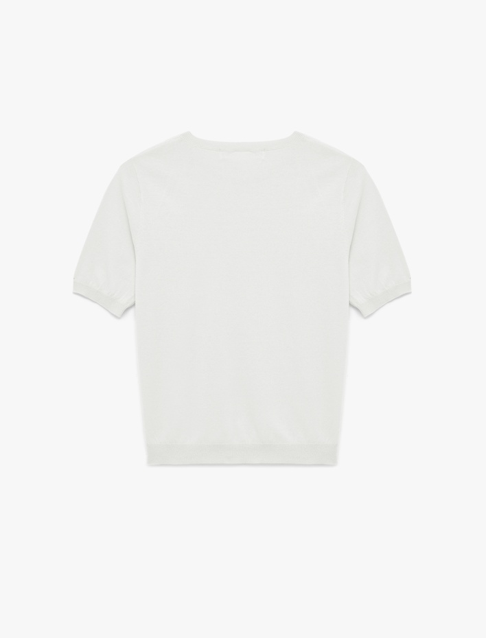  Pamuklu Kısa Kollu Bisiklet Yaka Triko Kazak