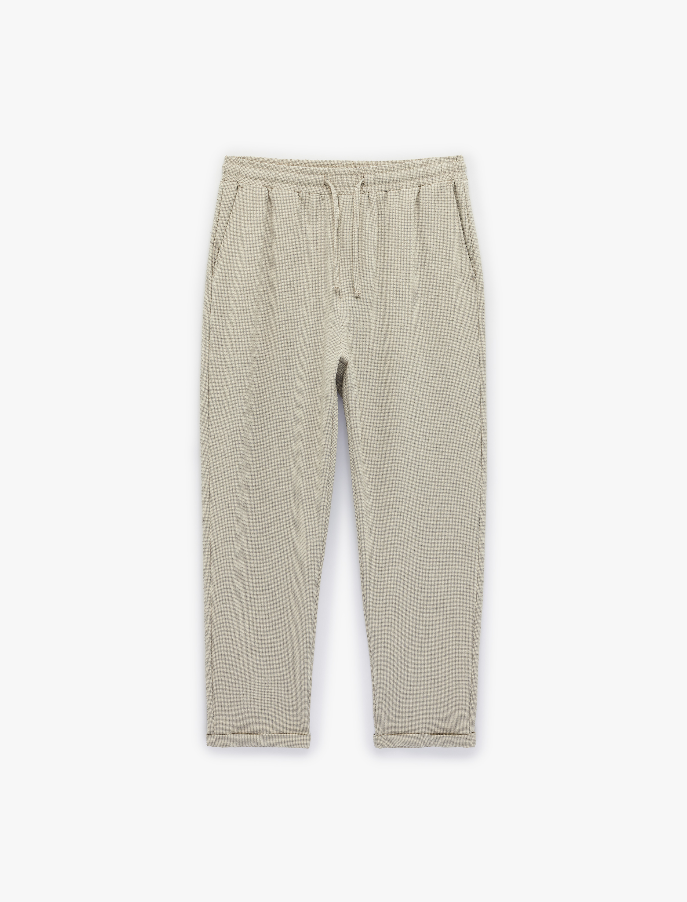   Duble Paça Cepli Viskon Karışımlı Beli Bağcıklı Pantolon