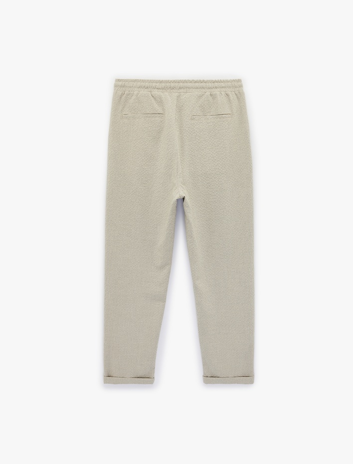  Duble Paça Cepli Viskon Karışımlı Beli Bağcıklı Pantolon