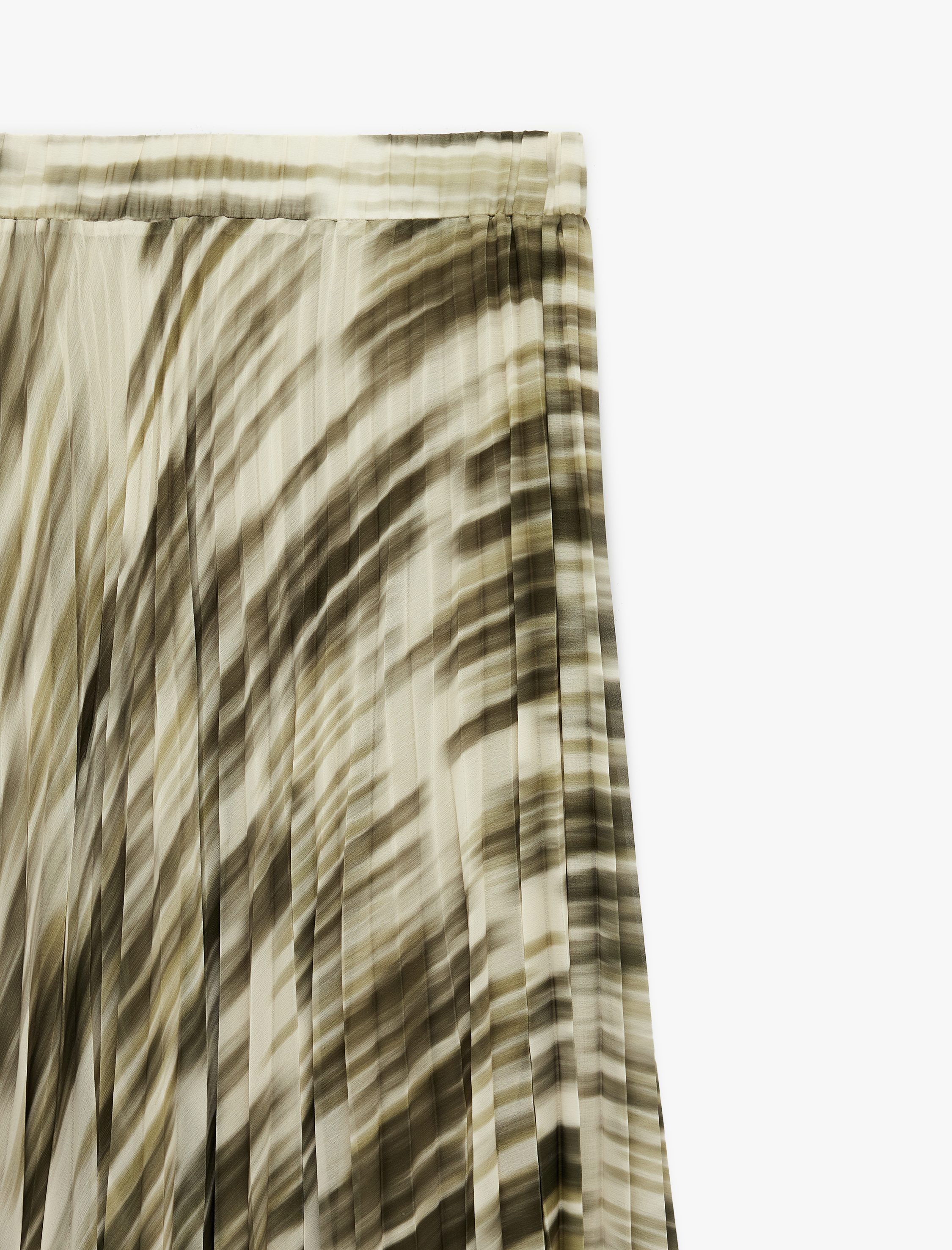   Pileli Soyut Desenli Midi Etek