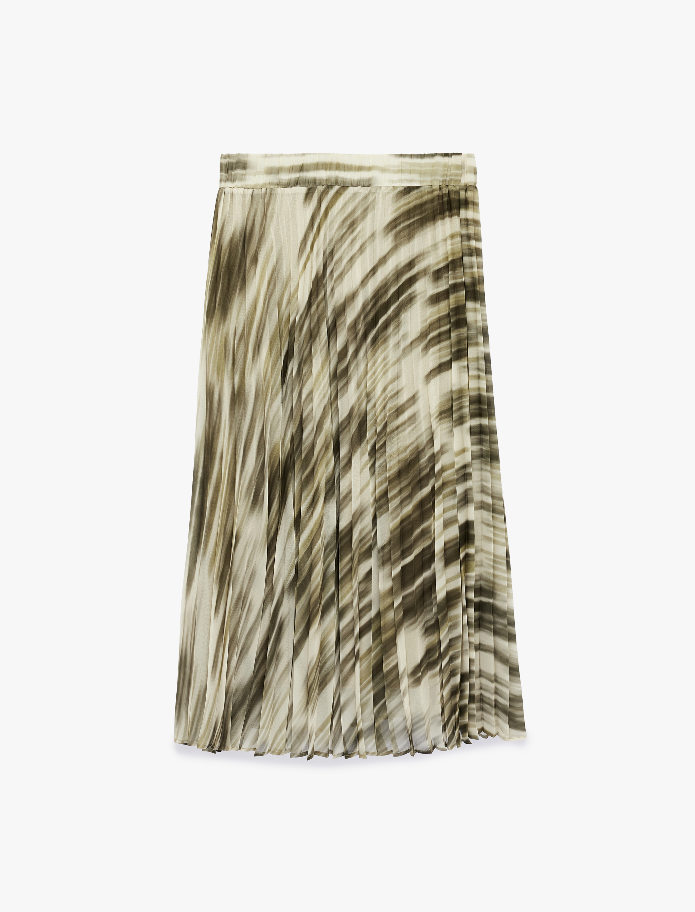   Pileli Soyut Desenli Midi Etek