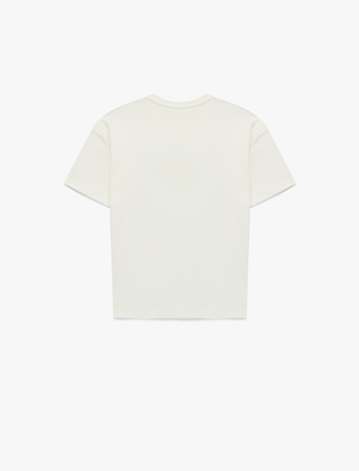 Kız Çocuk Kısa Kollu Bisiklet Yaka Nakışlı Pamuklu Tişört