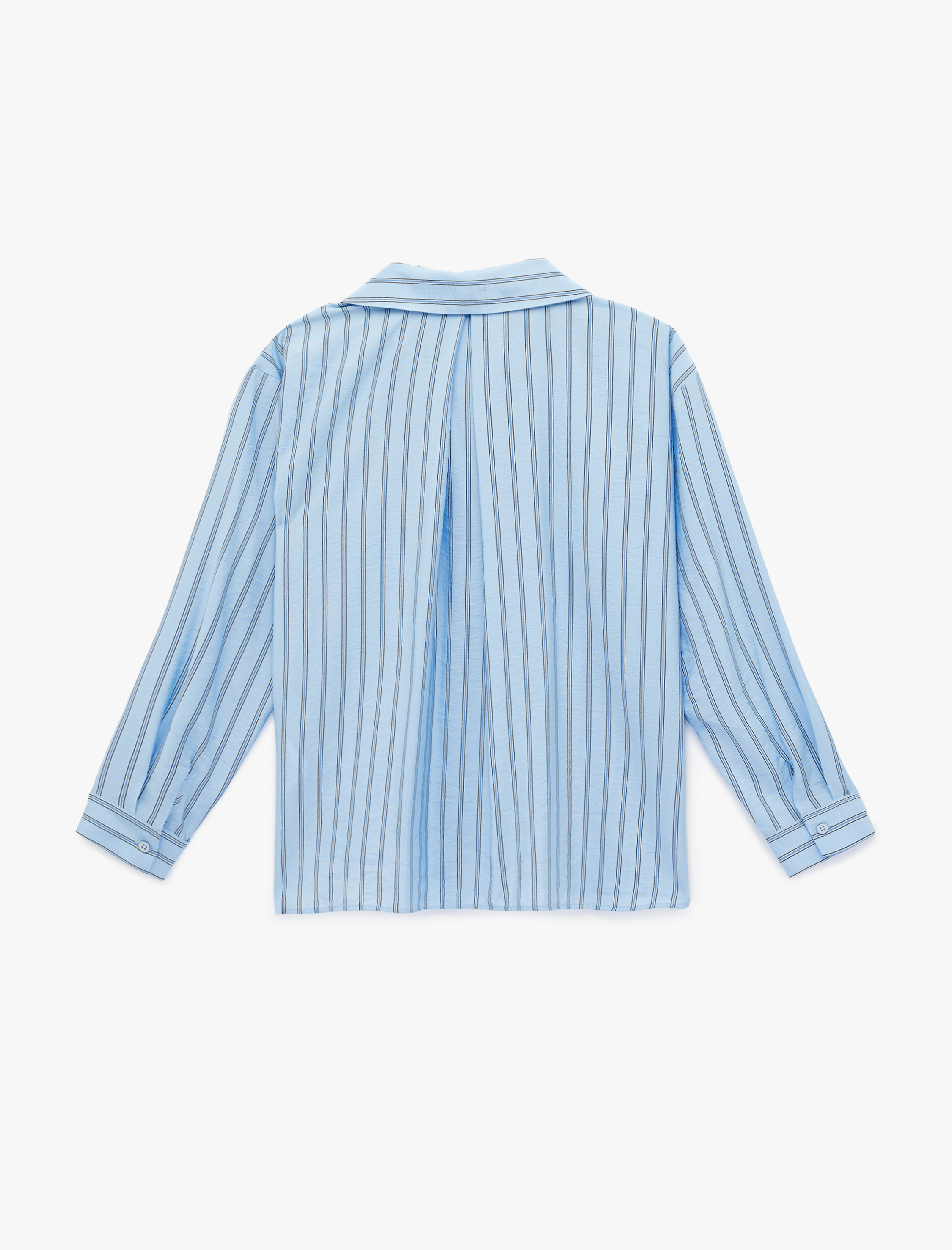   Oversize Uzun Kollu Klasik Yaka Çizgili Viskon Gömlek