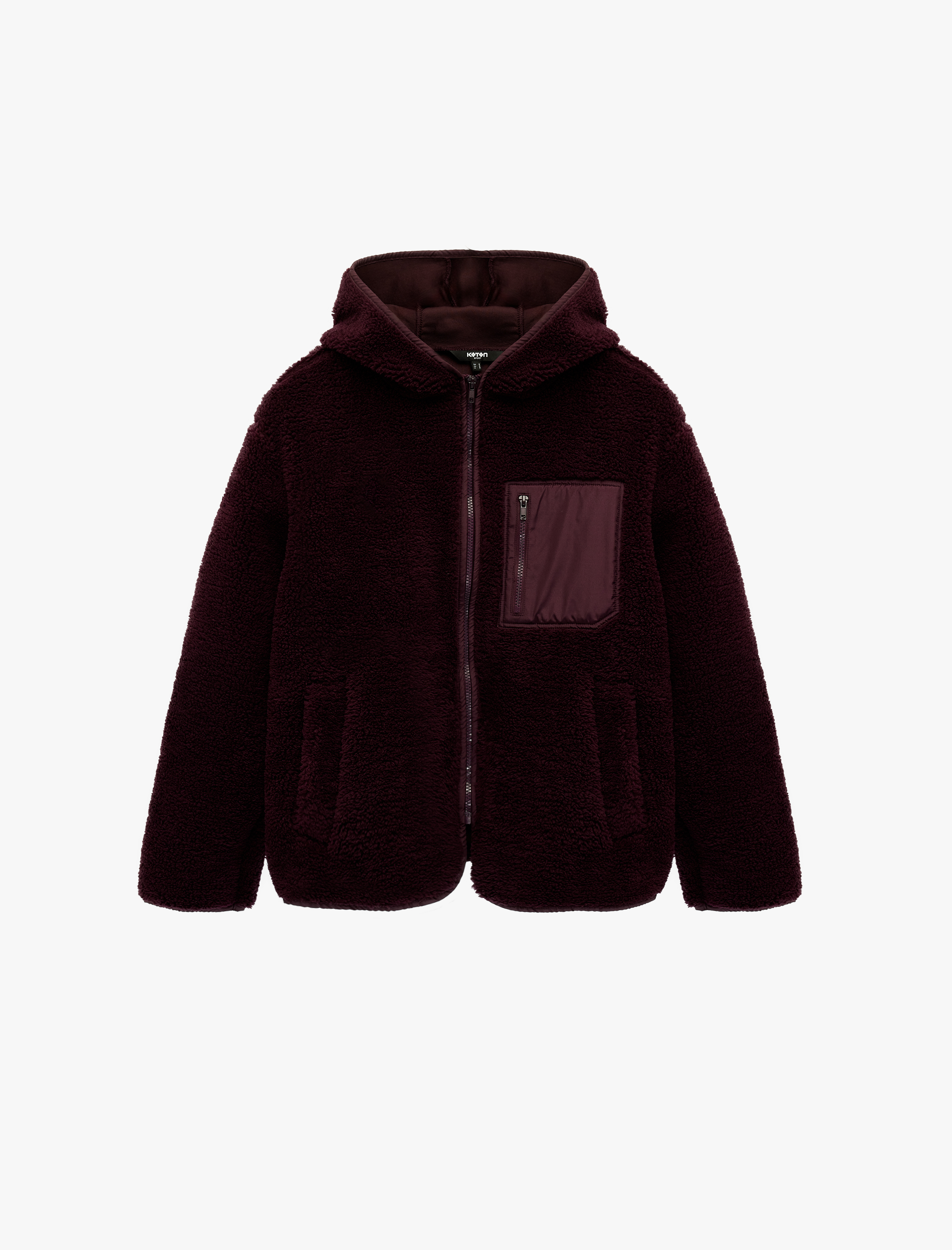   Kapüşonlu Uzun Kollu Fermuar Detaylı Ceket