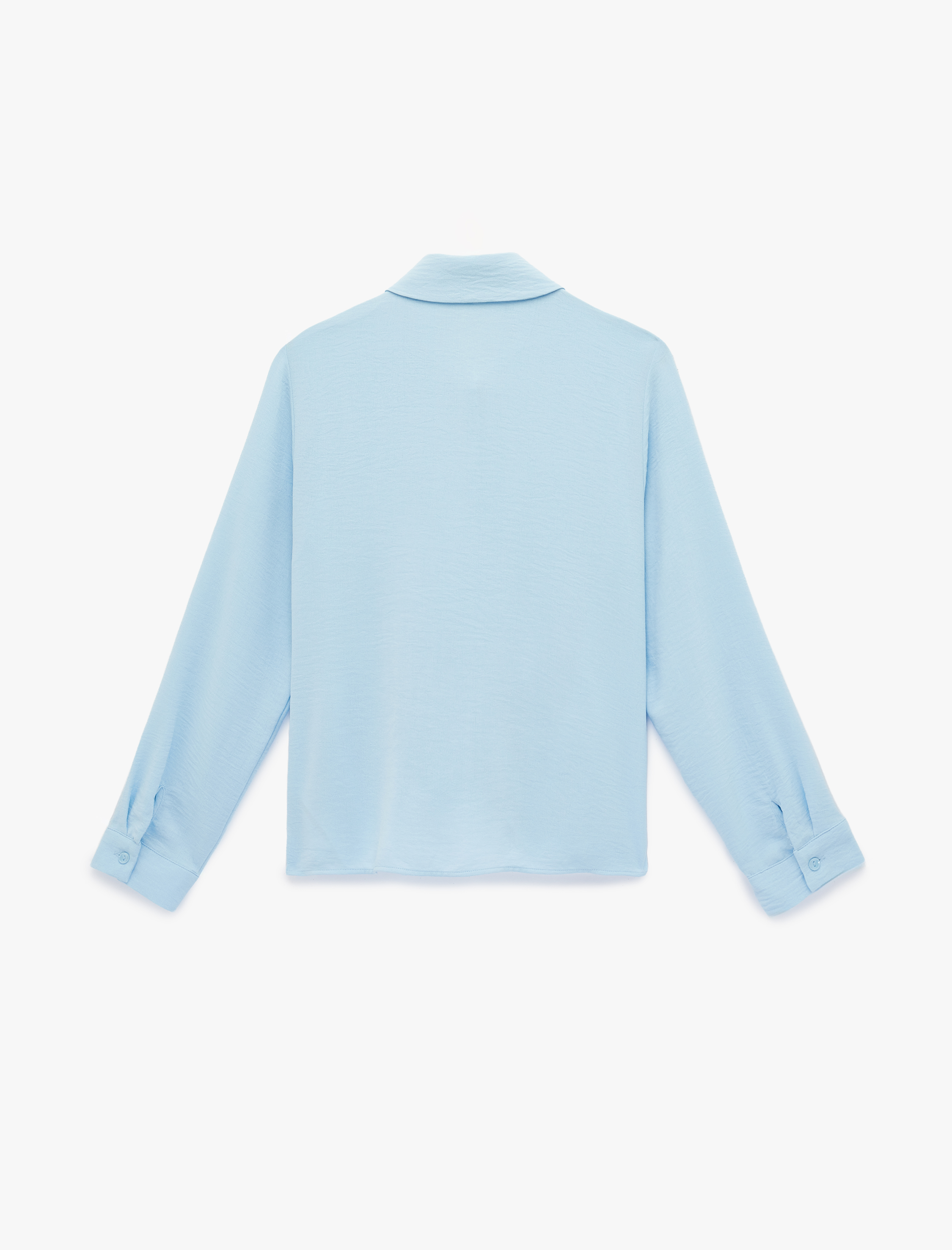   Uzun Kollu Düğmeli Bağlama Detaylı Gömlek