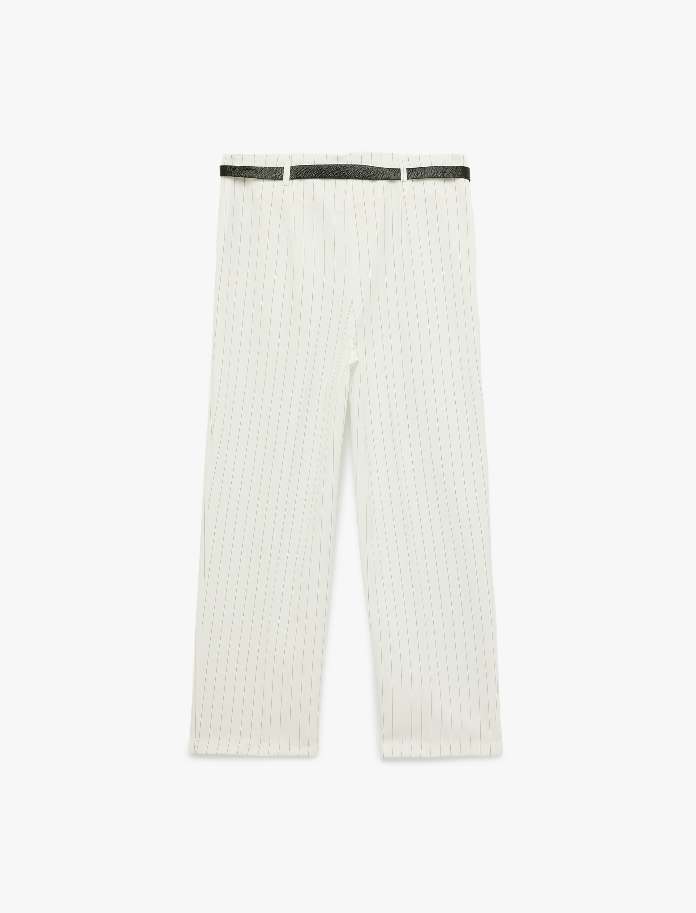   Kemer Detaylı Çizgili Relax Fit Havuç Pantolon