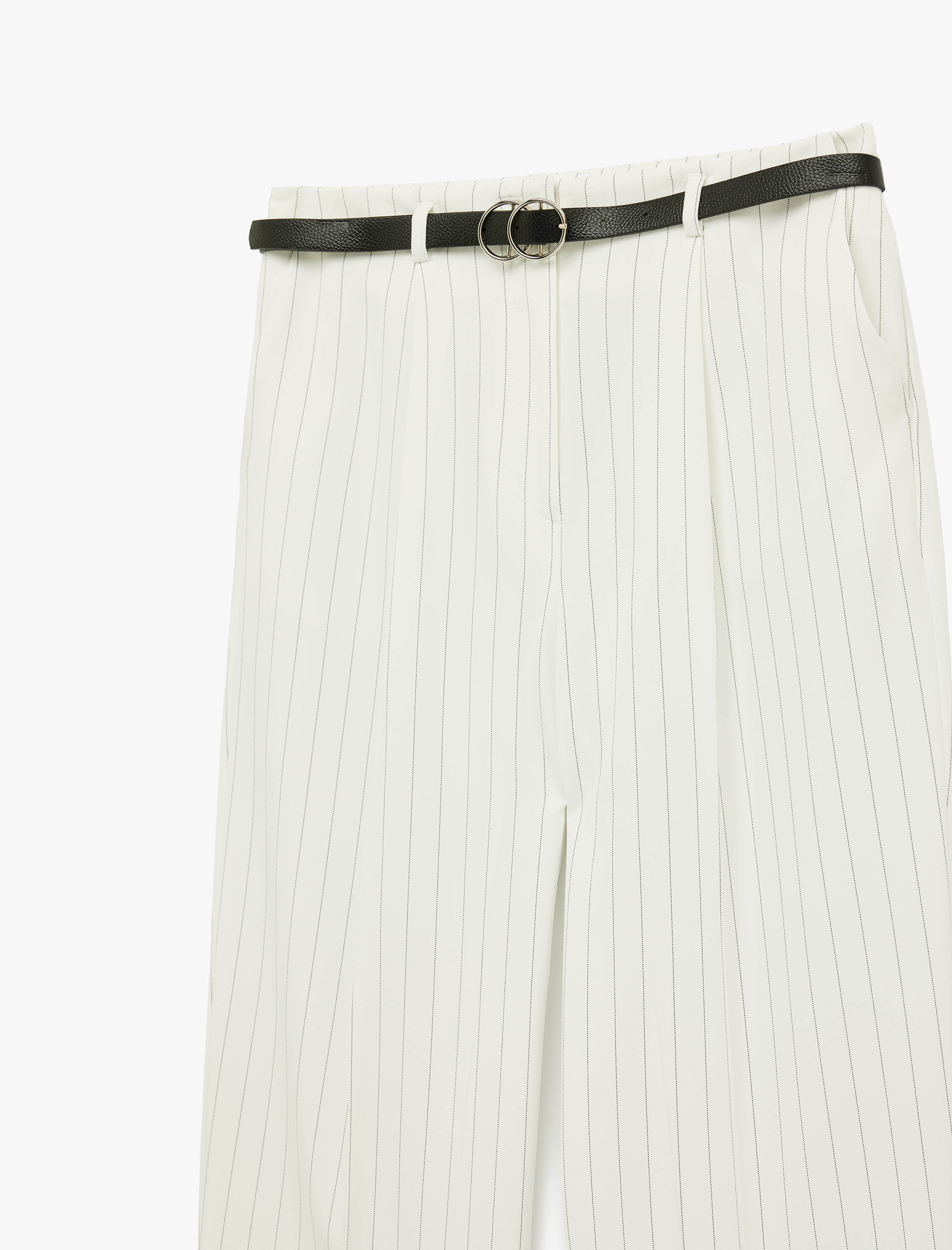   Kemer Detaylı Çizgili Relax Fit Havuç Pantolon