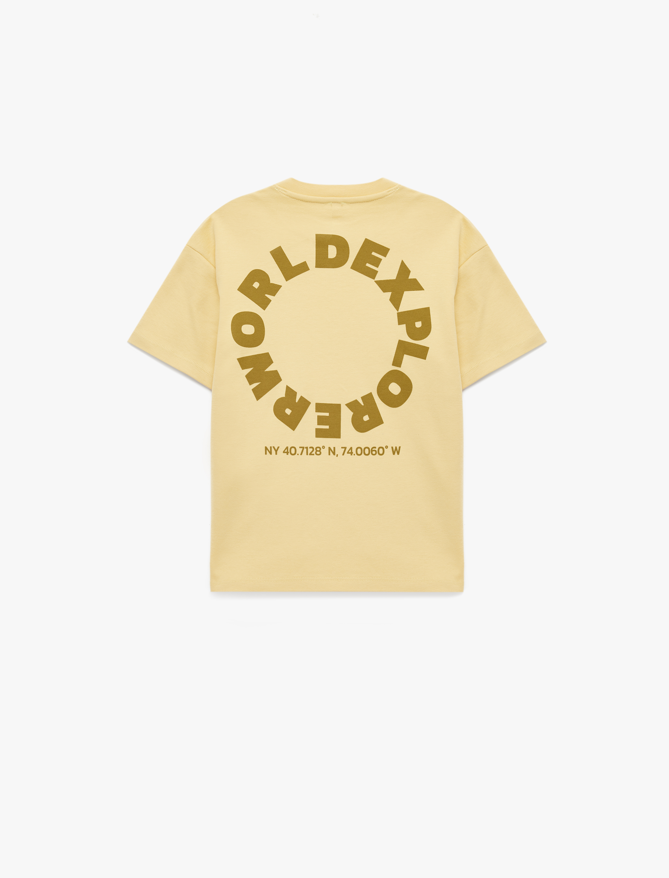  Erkek Çocuk Pamuklu Kısa Kollu Bisiklet Yaka Baskılı Oversize Tişört