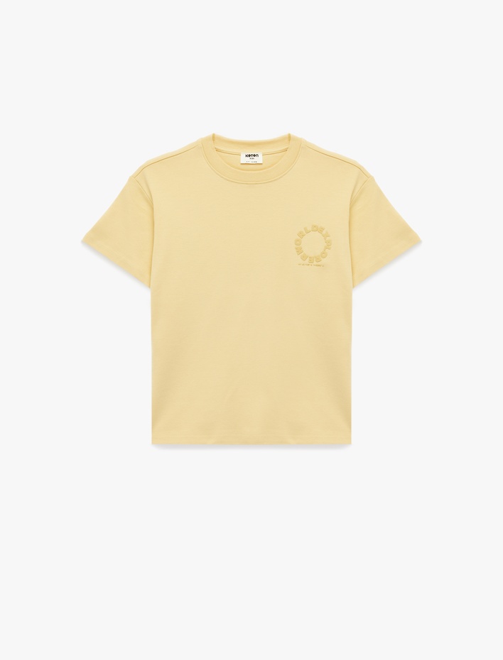 Erkek Çocuk Pamuklu Kısa Kollu Bisiklet Yaka Baskılı Oversize Tişört