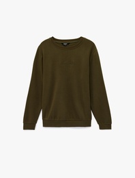 Regular Fit Uzun Kollu Baskılı Bisiklet Yaka Sweatshirt