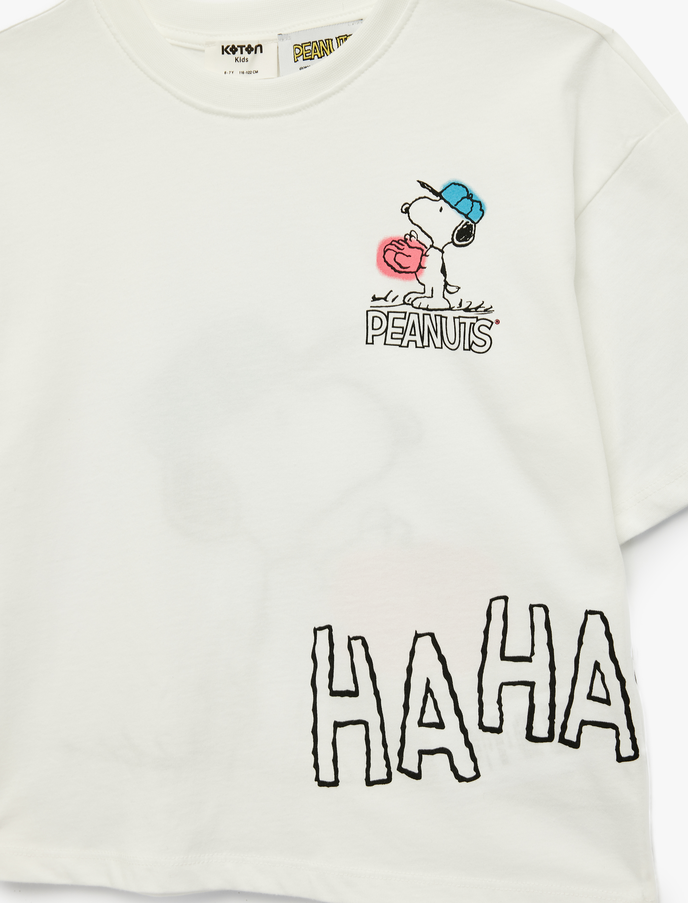  Kız Çocuk Lisanslı Snoopy Baskılı Kısa Kollu Bisiklet Yaka Tişört