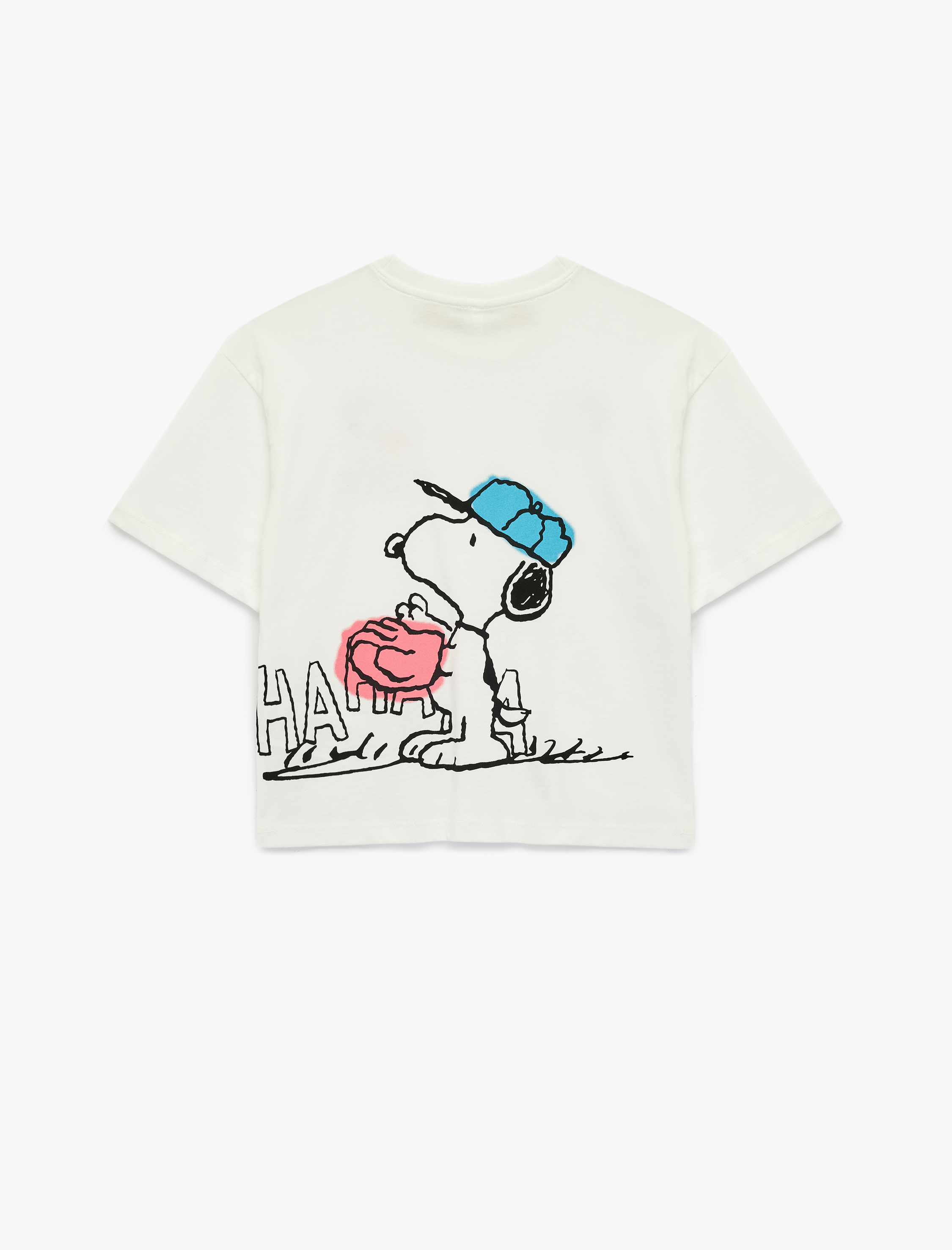  Kız Çocuk Lisanslı Snoopy Baskılı Kısa Kollu Bisiklet Yaka Tişört