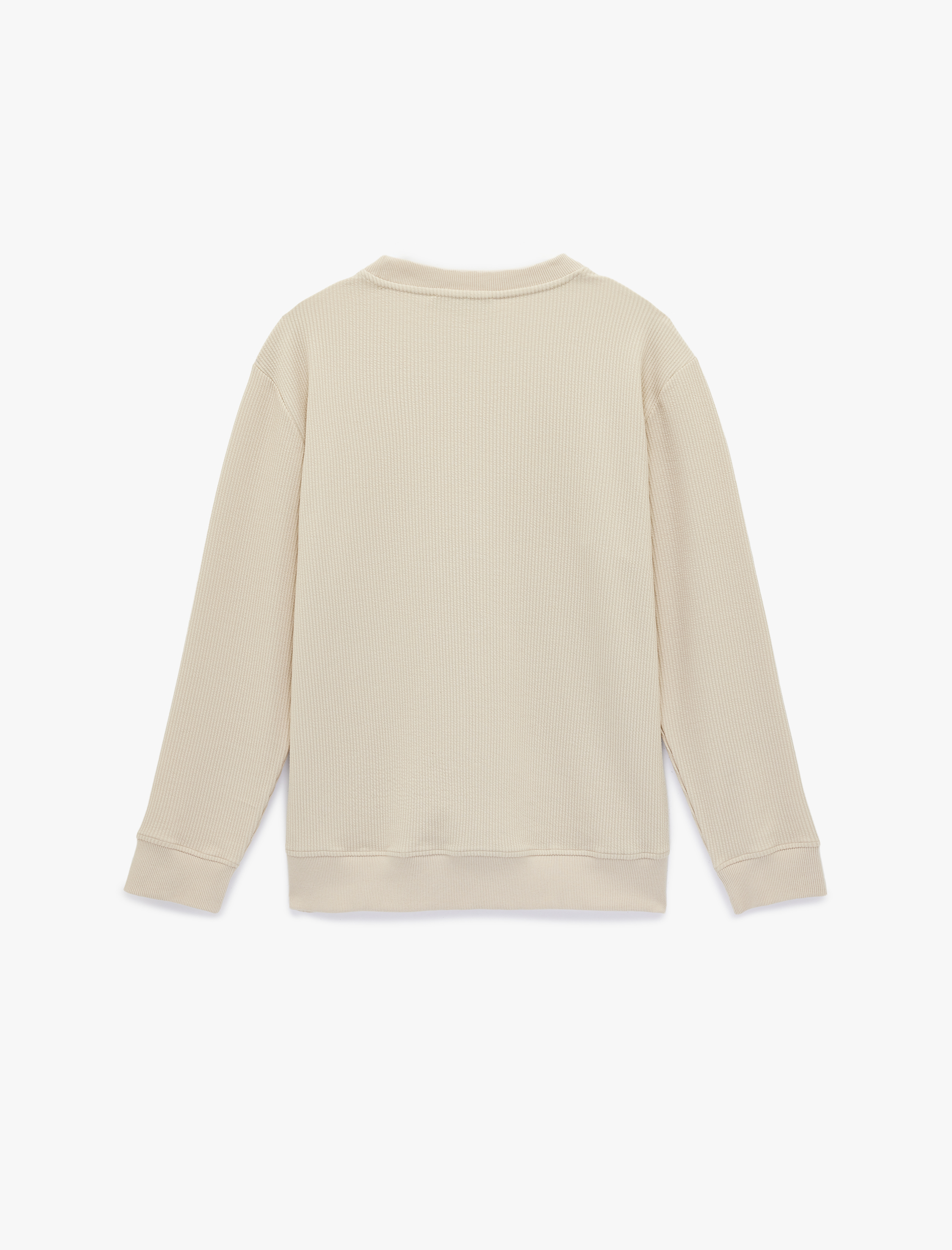   Uzun Kollu Fitilli Regular Fit Basic Bisiklet Yaka Sweatshirt